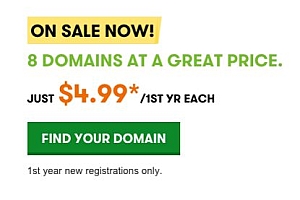GoDaddy giảm giá một loạt tên miền chỉ còn 4.99$